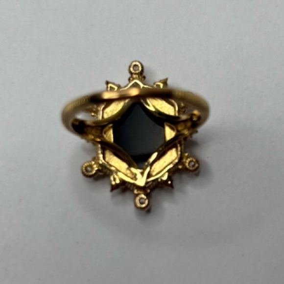 JUDITH RIPKA 14K Gold Black Onyx & Diamonique Hexagon Cut Ring Size 7 - Picture 6 of 7